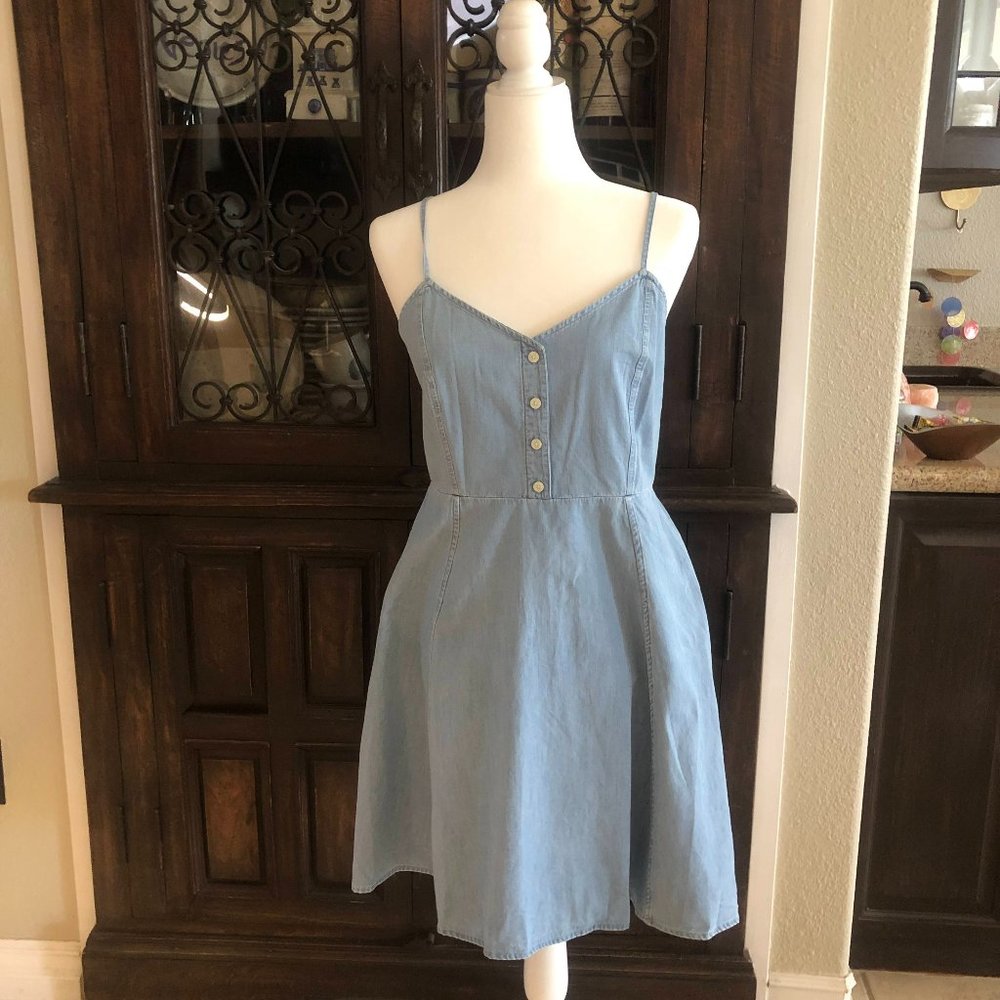 GAP Denim Fit & Flare Button Front Sundress Petite